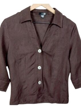 EAST 5TH  Deep Chocolatell Linen Shirt With Mother of Pearl Buttons Size PM
